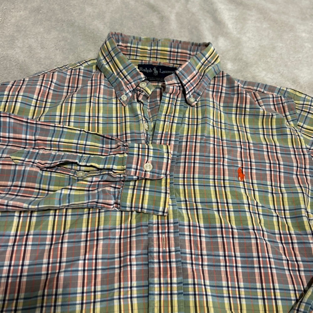 Ralph Lauren Button Down‎ Mens L Multicolor Plaid Custom Fit Long Sleeve Shirt